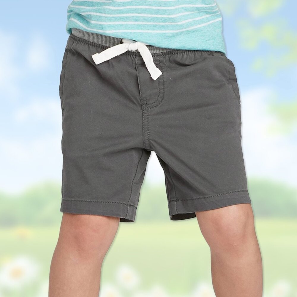 NWT Flexible Drawstring Gray Easy Pull-On Chino Shorts - Toddler Boys 12M, 18M